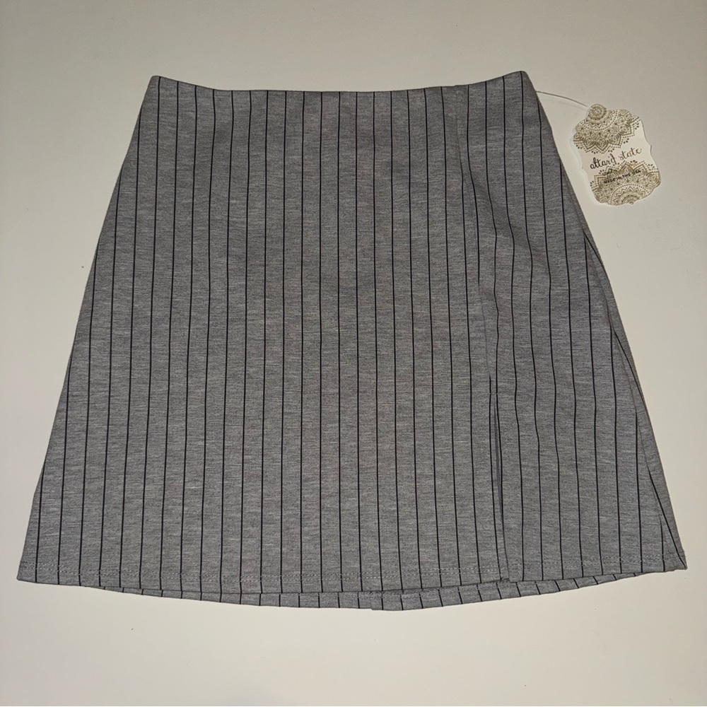Altar’d State Tailored Mini Skirt Gray Pinstriped Size Small NWT